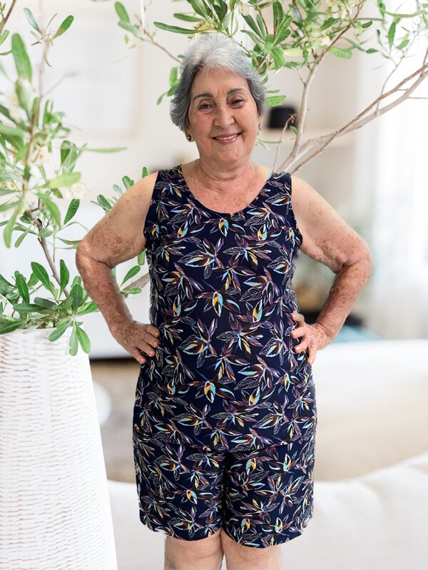 Kit 4 Conjuntos Feminino Senhora Liganete Conjuntinho Estampado Sem Manga - Cores e Estampas Variadas