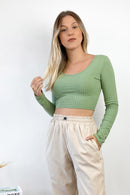 Camisa Cropped com amarração Carmel Verde