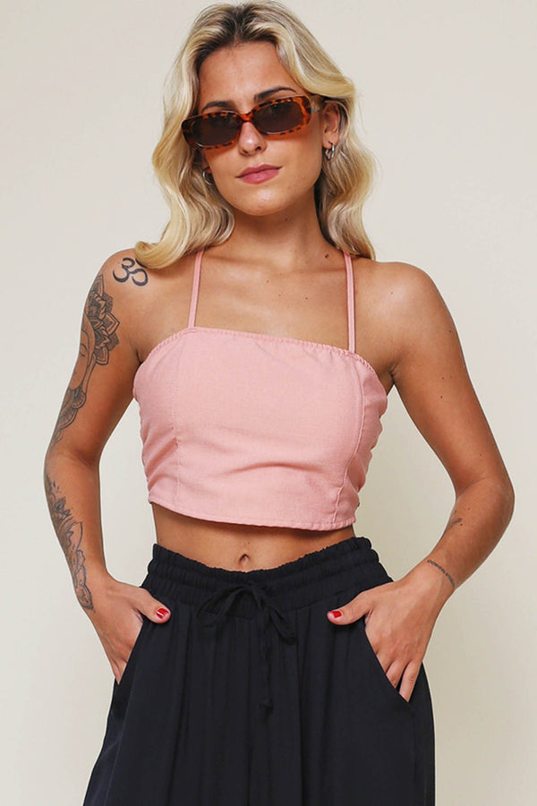 Cropped Corset Linho
