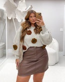 Blusa Tricot Flor 3D