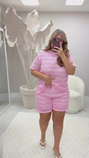 Conjunto Tricô Pink Listrado