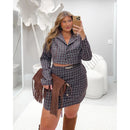 Conjunto Xadrez Cropped + Saia